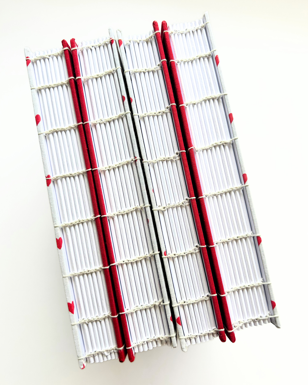 Carnet reliure copte - ROUGE COEUR