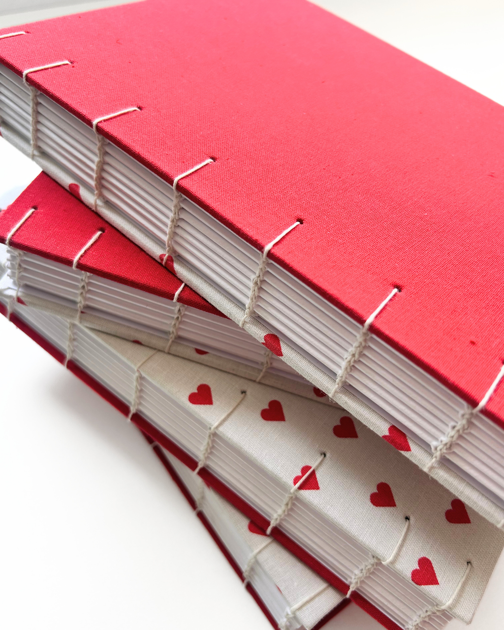 Carnet reliure copte - ROUGE COEUR